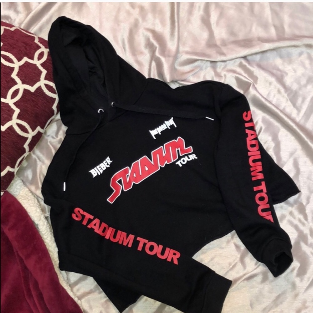Justin Bieber stadium tour cropped hoodie